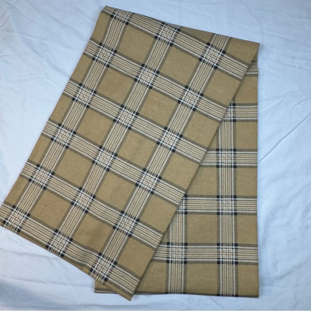 NWOT, Handmade Plaid Tan Flannel Infinity Scarf, Unisex, Soft flannel